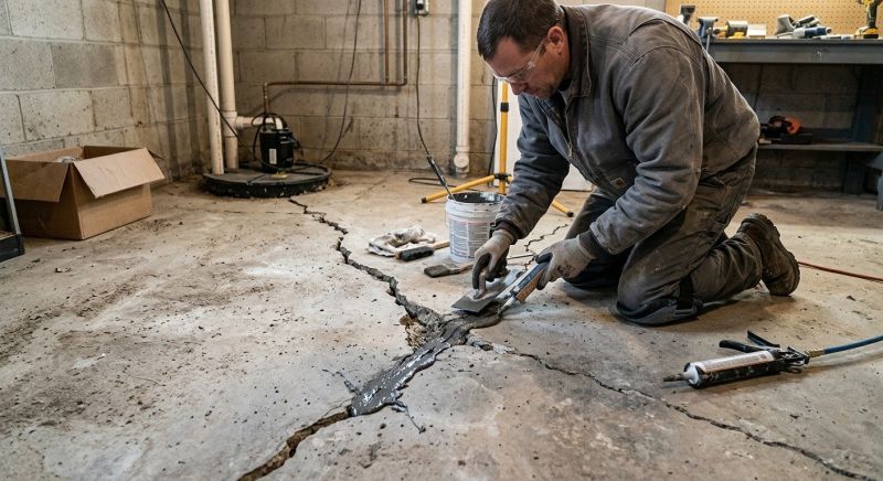 Cracked Basement Floor Repair in Epping, NH