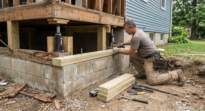 Sinking Foundation Repair in Raymond, NH